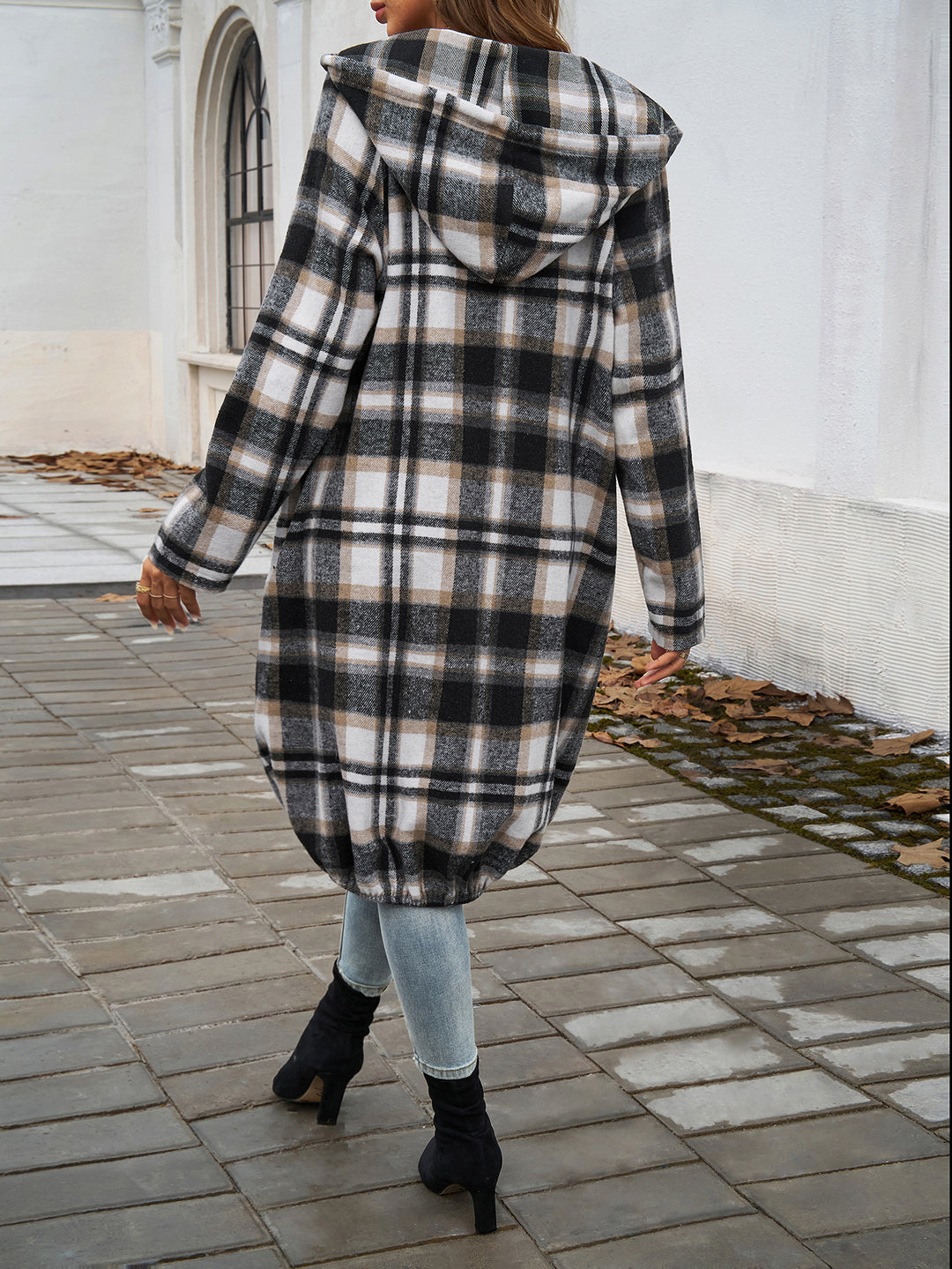 Khaki Front Zipper Longline Shaket