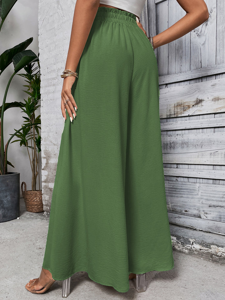 Green Smocked Waist Pull Up Trouser