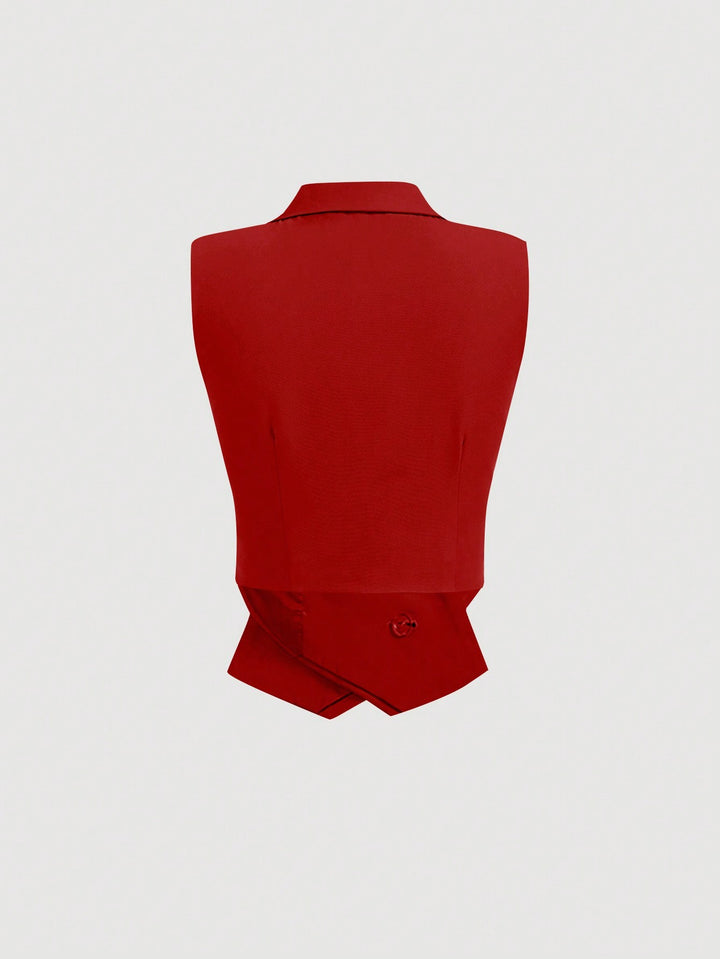 Red Front Buttoned Vest