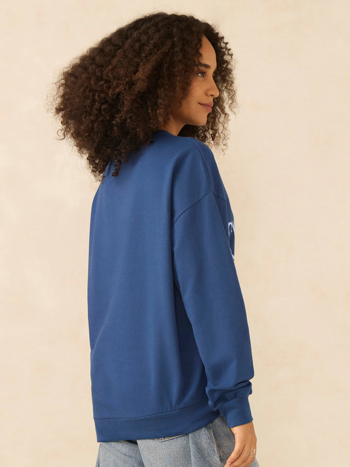 Blue Typographic Sweatshirt