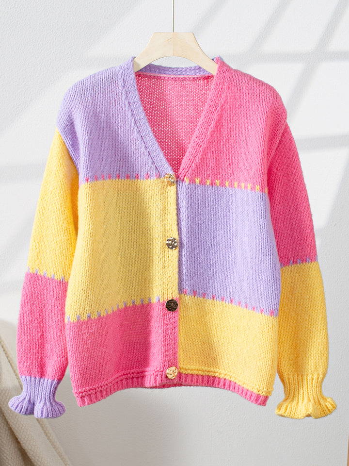 Multi Full Sleeves Colour Block Sweater