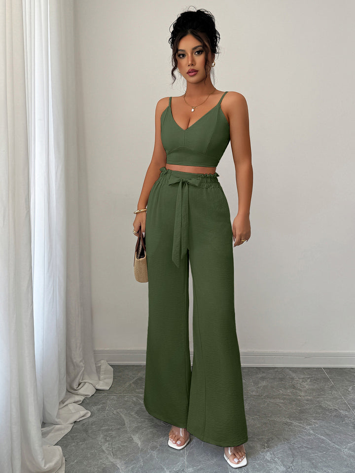 Green Cami Top And Pants Co-Ord Set