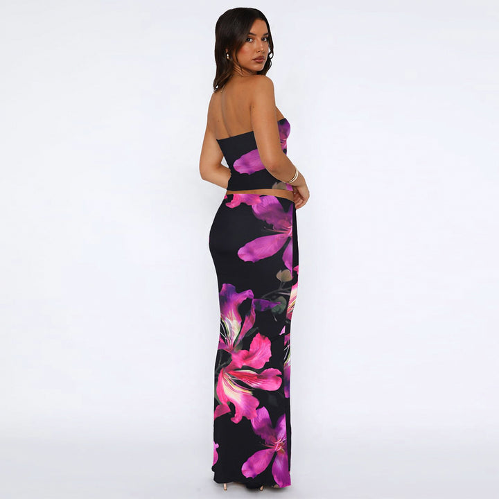 Black Tube Top With Skirt Co-Ord Set