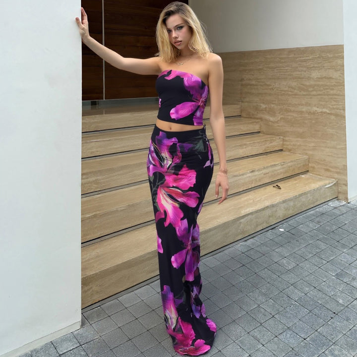 Black Tube Top With Skirt Co-Ord Set