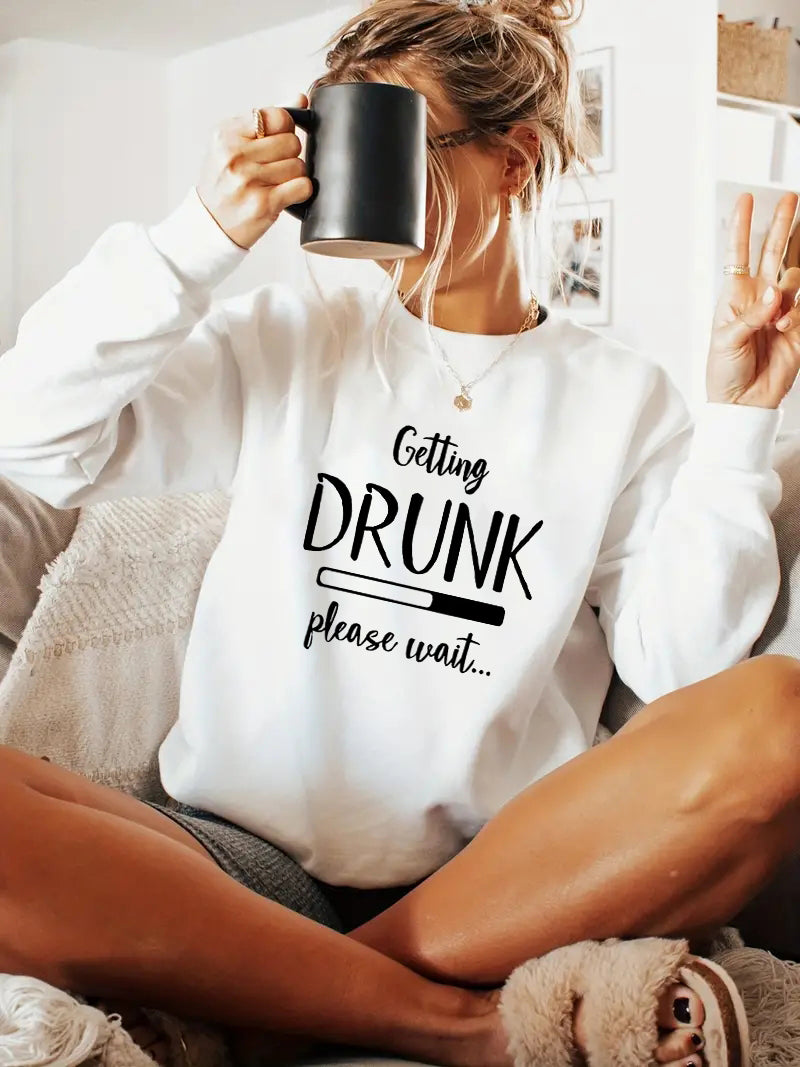 White Typography Relaxed Sweatshirt