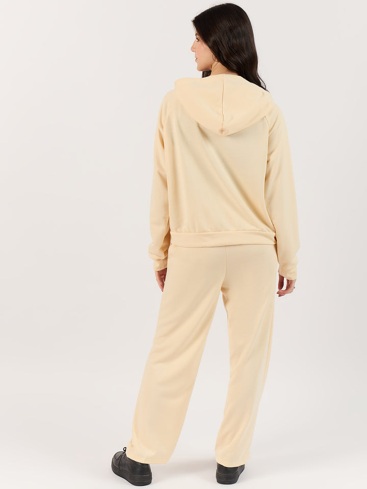 Solid Beige Hoodie Co-Ord Set