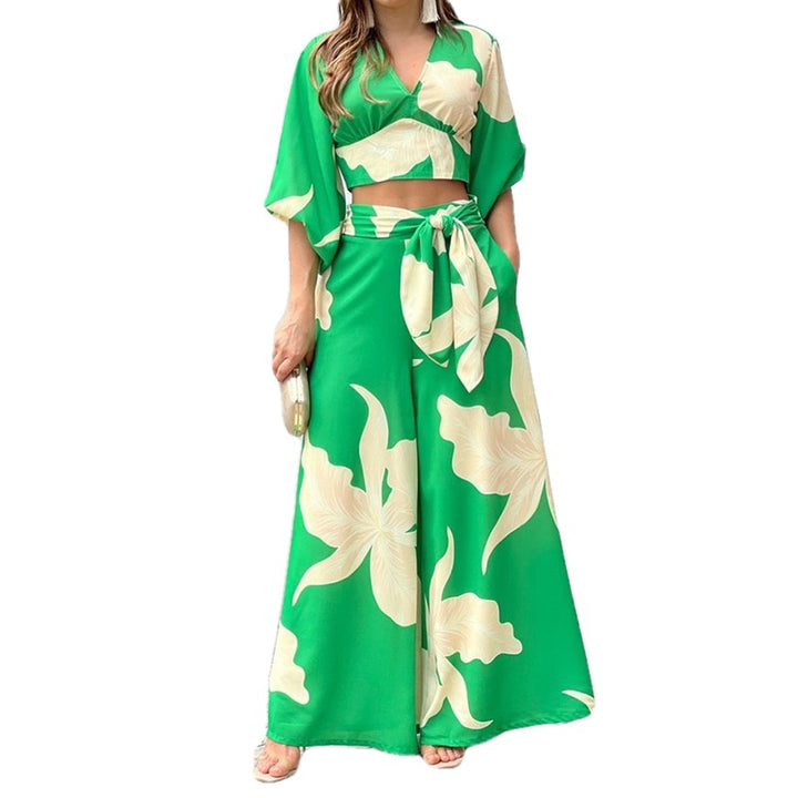 Green Floral Top and Pants Co-Ord Set