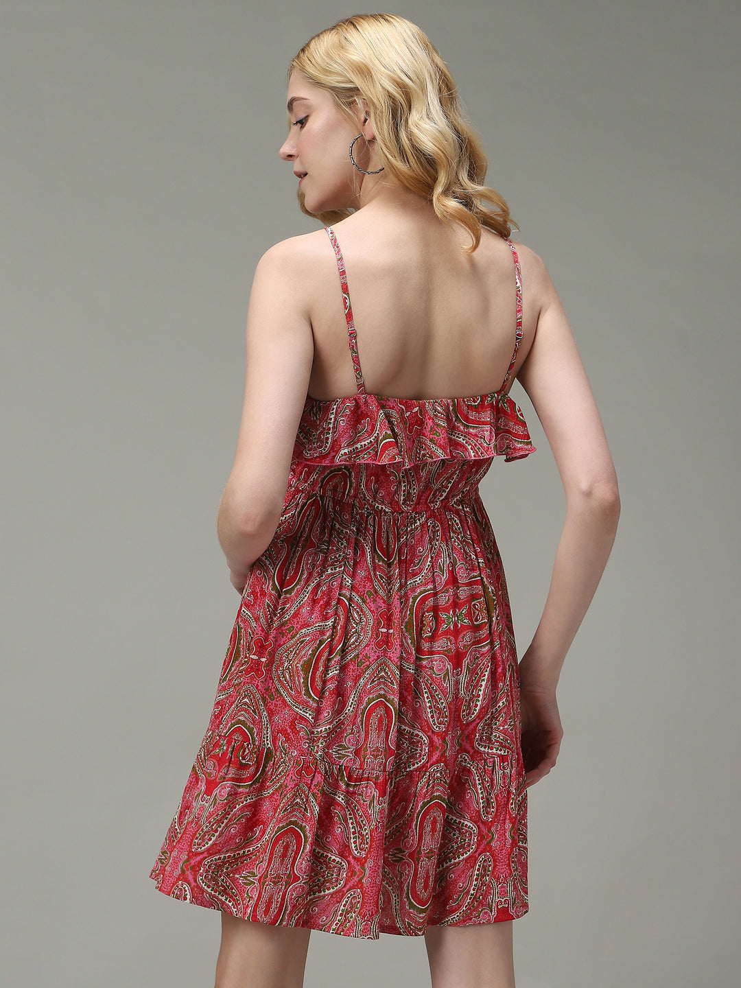 Pink Noodle Stap Printed Dress