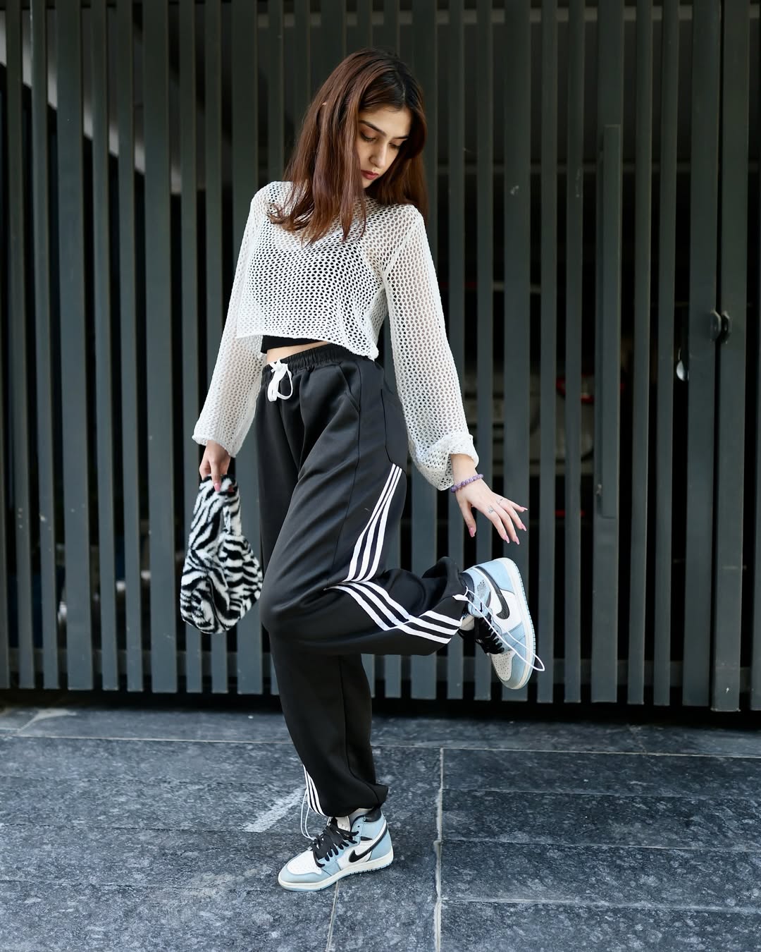 Solid Black Striped Pant