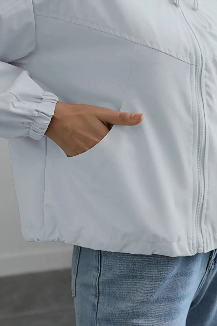 Blue Solid Cuffed Jacket