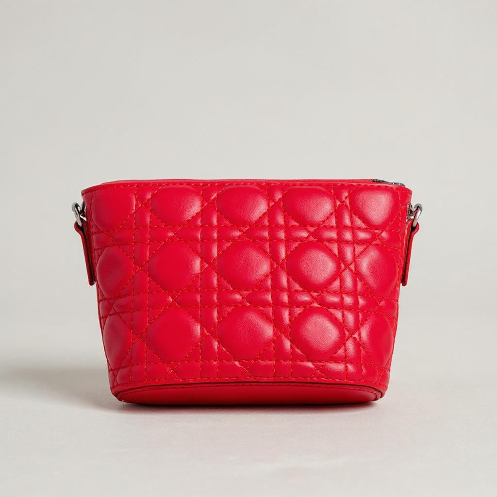 Red Mini Quilted Chain Handbag