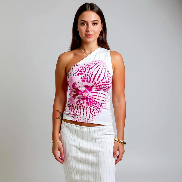 White One Shoulder Summer Top