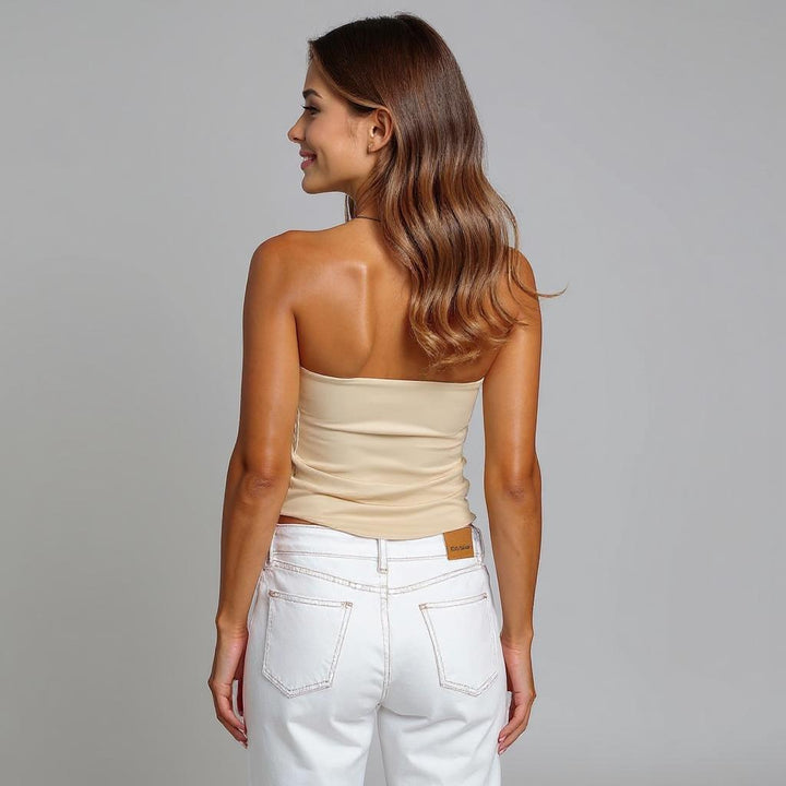 Cream Pu Finish Tube Top