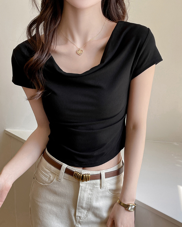 Black Cowl Neck T-Shirt