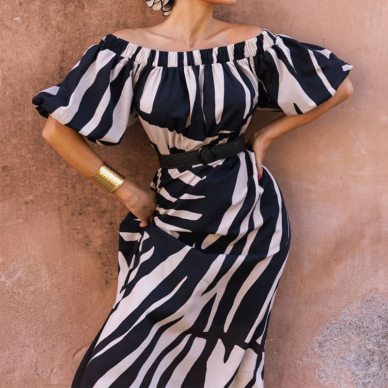 Black Off Shoulder Maxi Dress With Baloon Sleeve