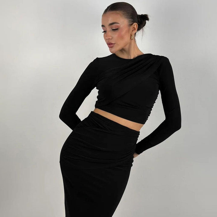 Black Top And Skirt Co-Ord Set
