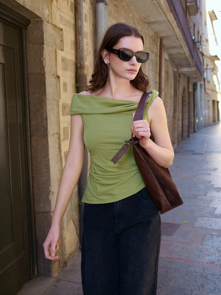 Green One Off Shoulder Top