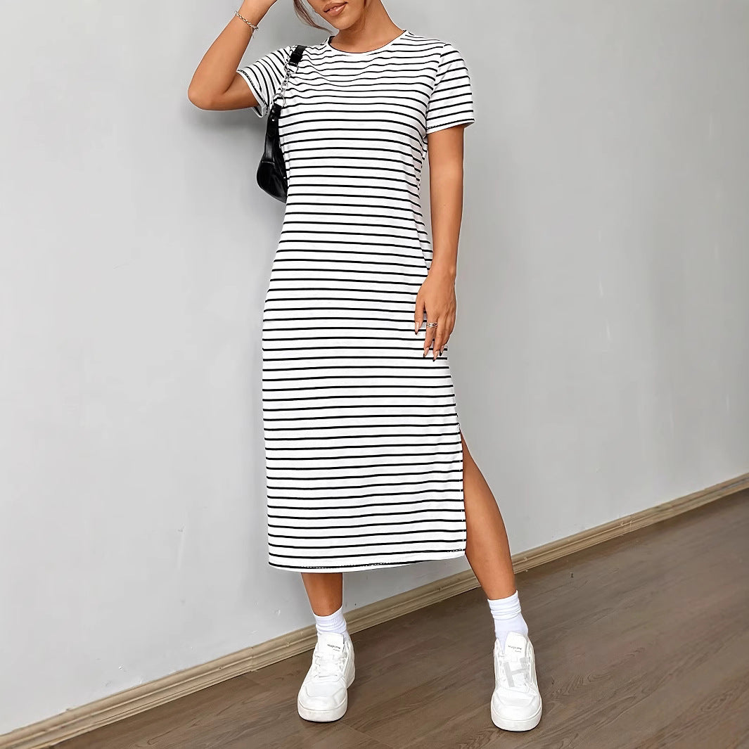 White Tshirt Dress With Side Slit