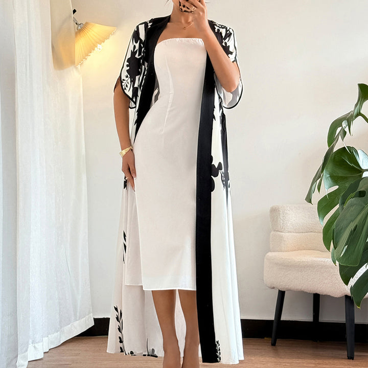 White Printed Wrap Dress