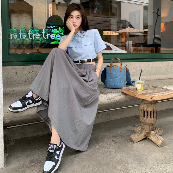 Grey Flared Skirt