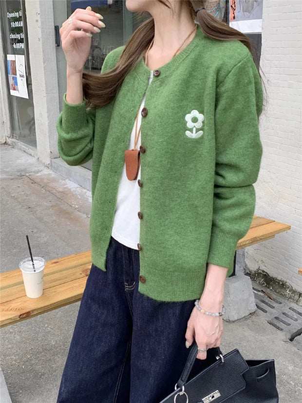 Olive Full Sleeve Front Buttoned Cardigan