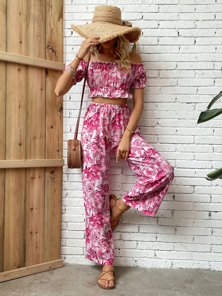 Pink Off Shoulder Top And Straight Fit Pant