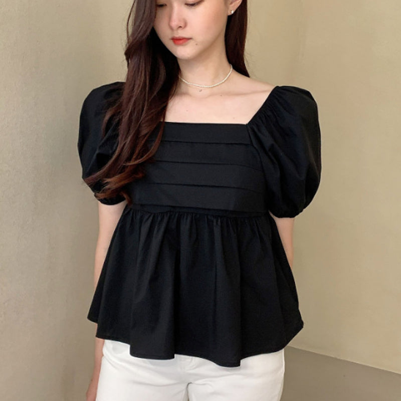 Black Square Neck Top