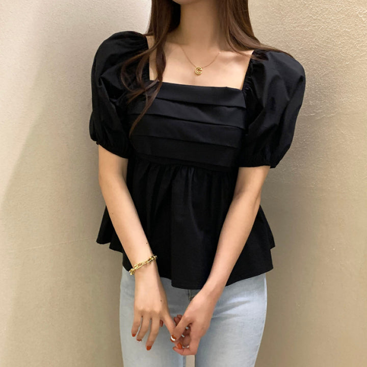 Black Square Neck Top