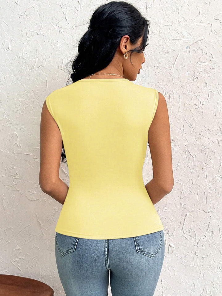 Yellow Sleeveless Cut-Out Detail Dress