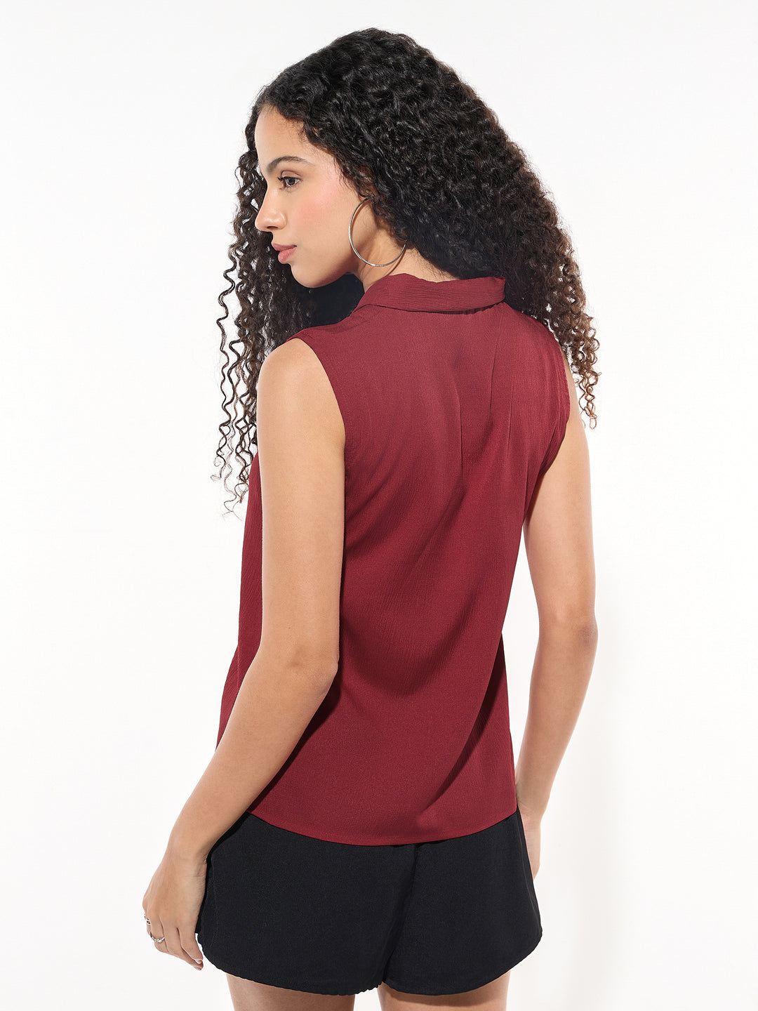 Red Front Knot Detail Top