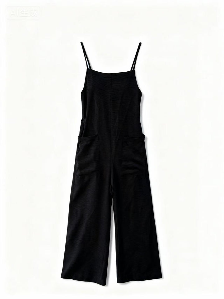 Black Double Spaghetti Strap Jumpsuits