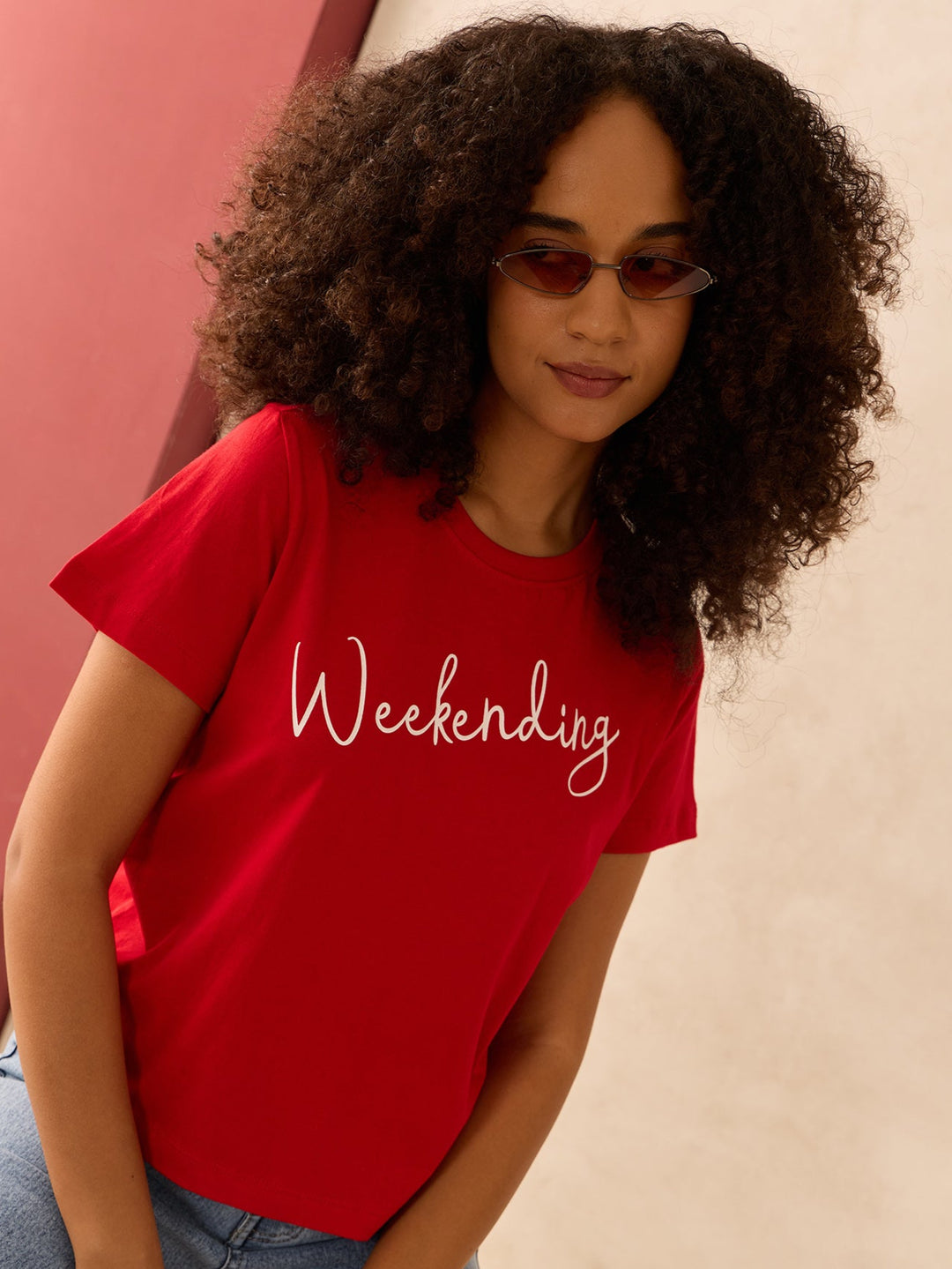 Red Regular Fit Graphic Tshirt