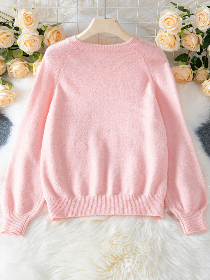 Pink Full Sleeves Solid Sweaters
