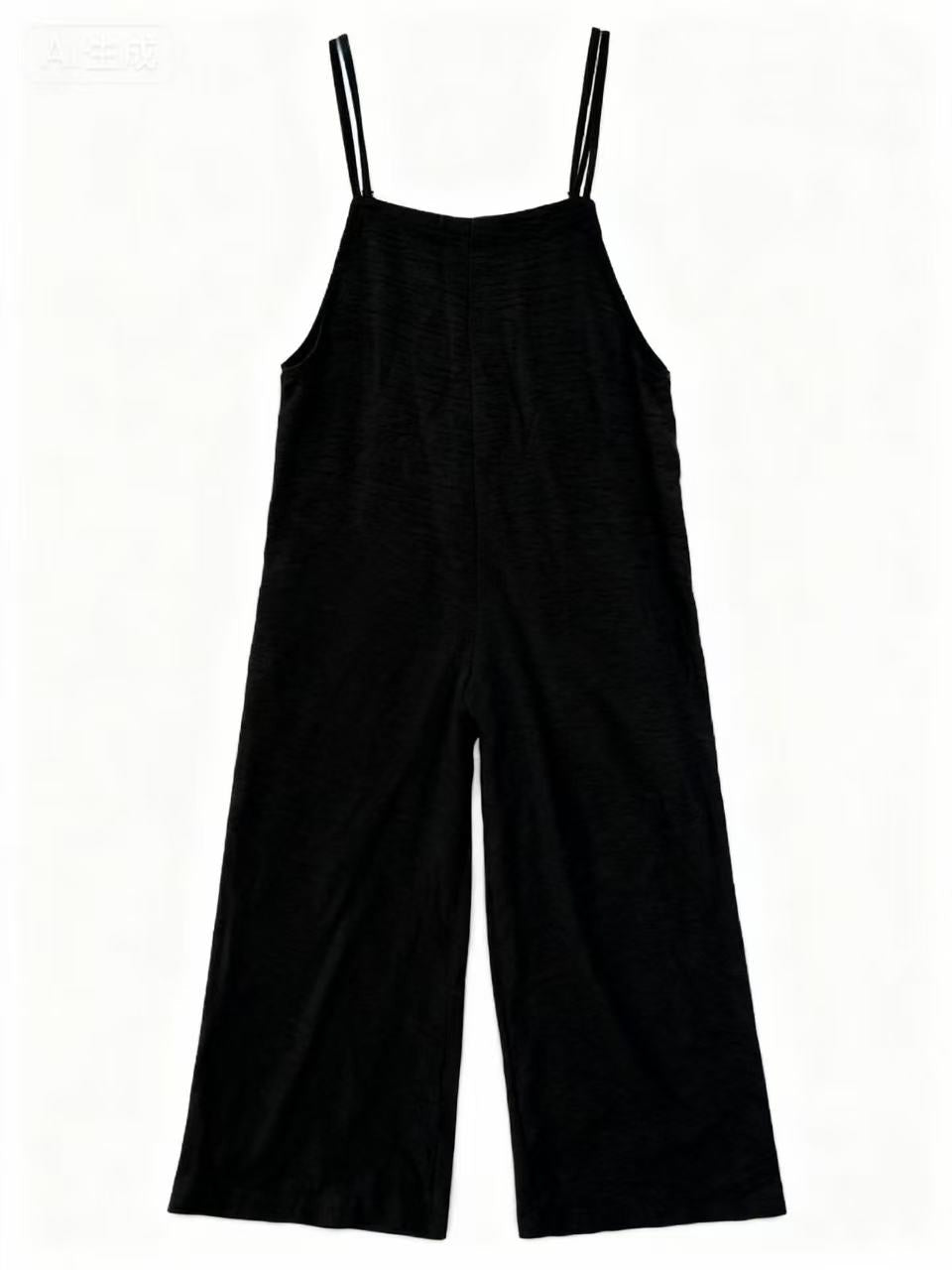 Black Double Spaghetti Strap Jumpsuits