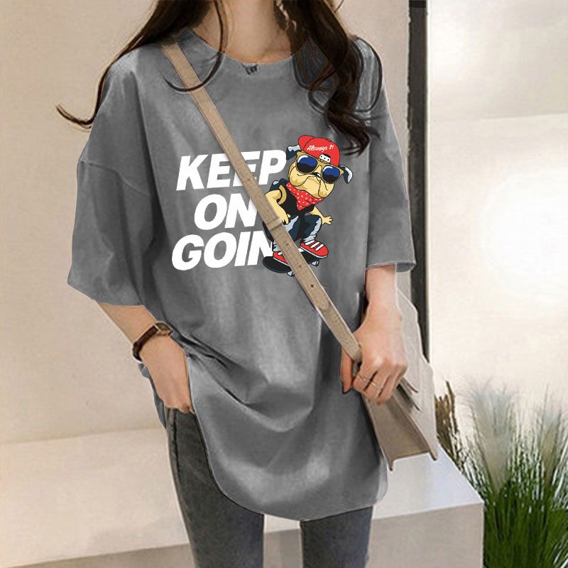 Grey Chest Print Graphic Tshirt