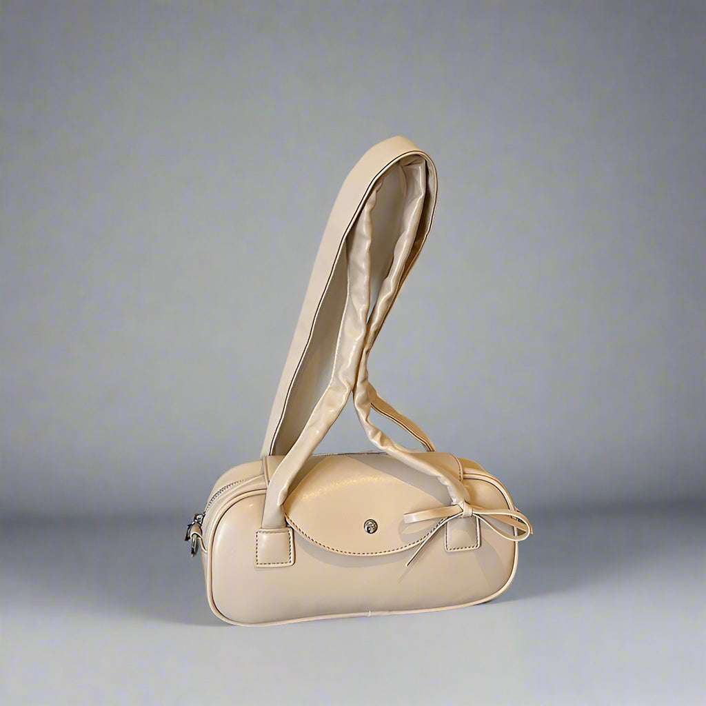 Khaki Sleek Bow Handbag
