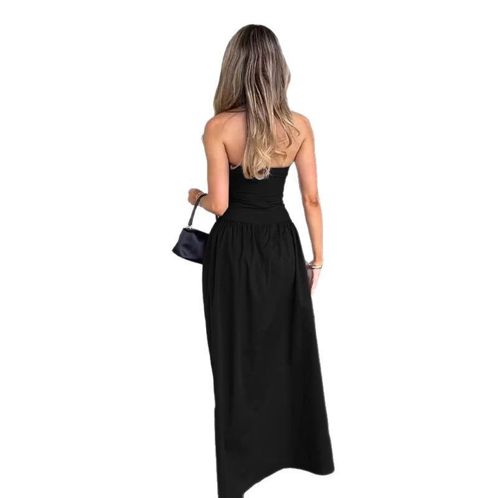 Black Maxi Tube Solid Dress