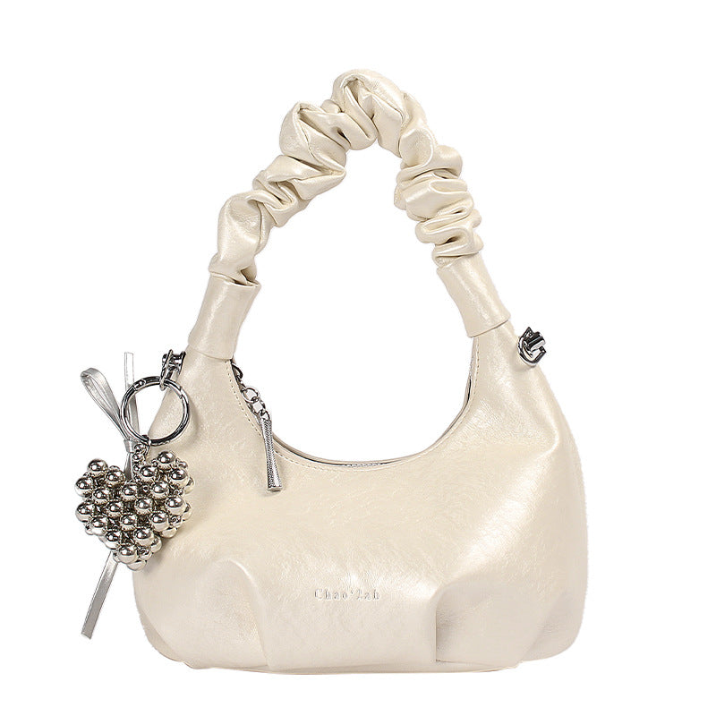 White Crescent Shape Hand Bag