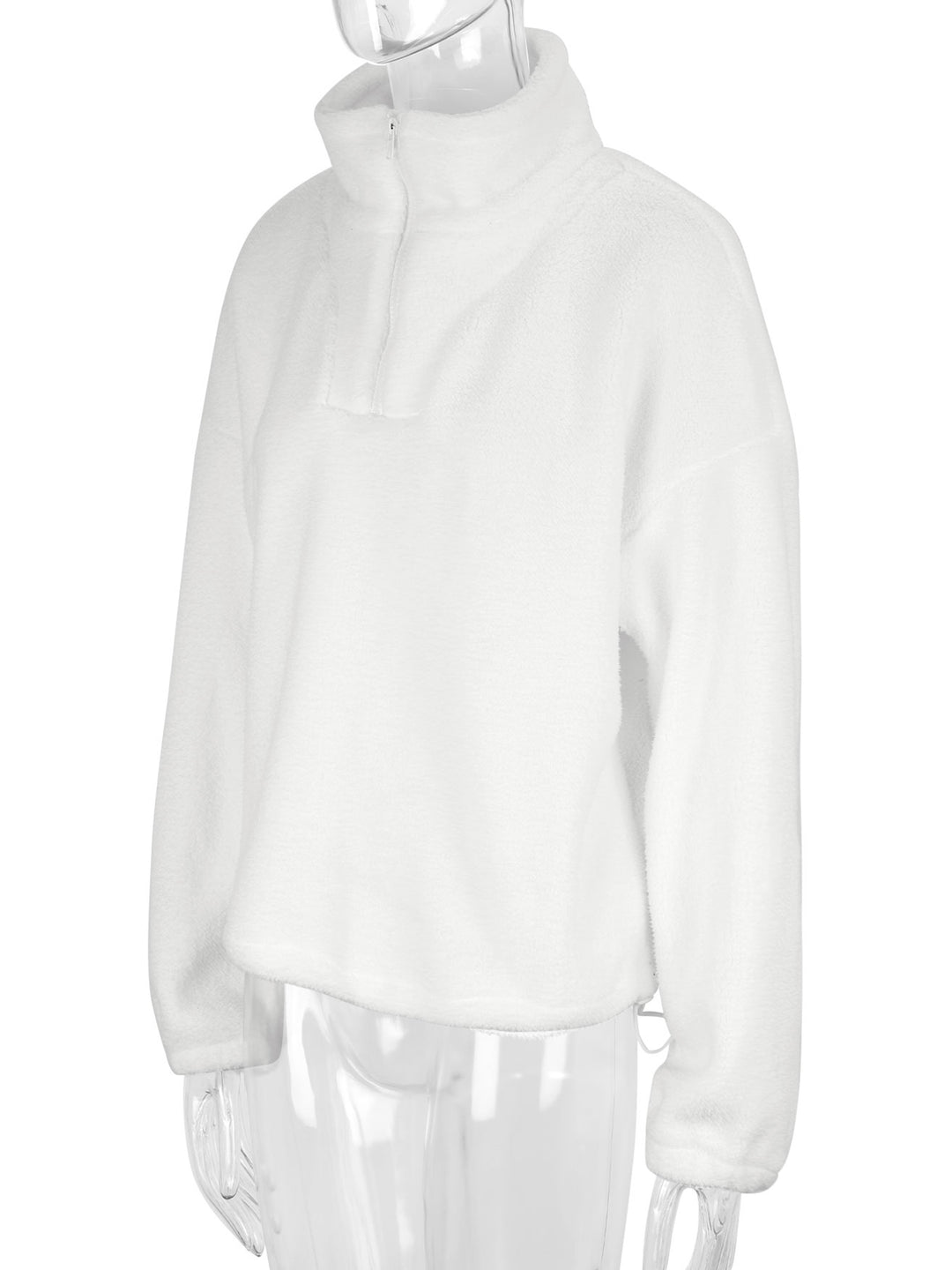 White Full sleeve big collar sweatshirt