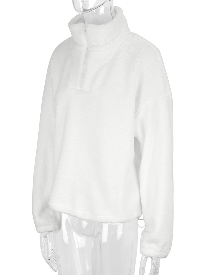 White Full sleeve big collar sweatshirt