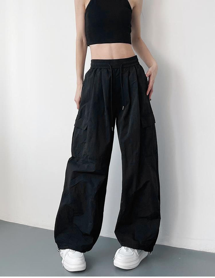 Black Pin Tucked Baggy Joggers