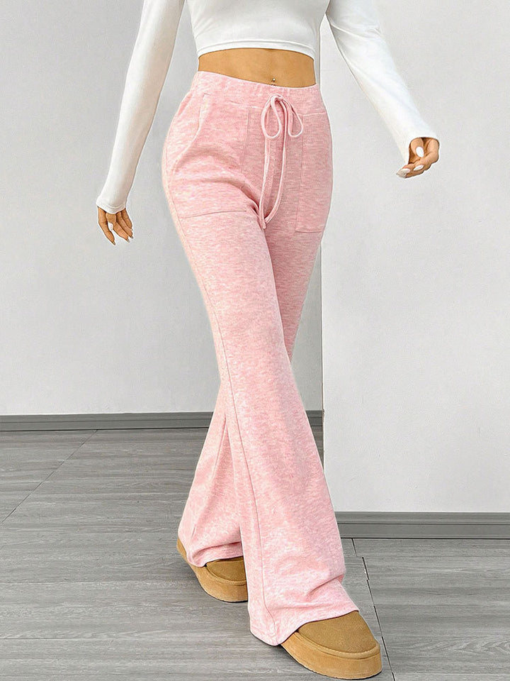 Pink Patch Pocket Flared Sweatpants