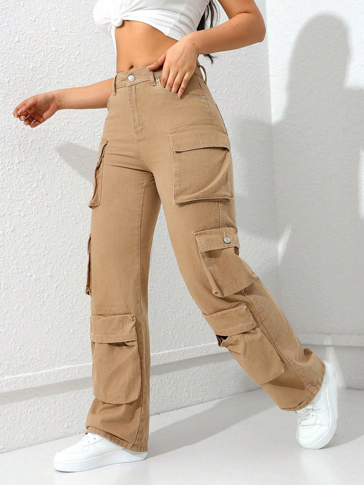 Beige Coloured Utilitarian Denims