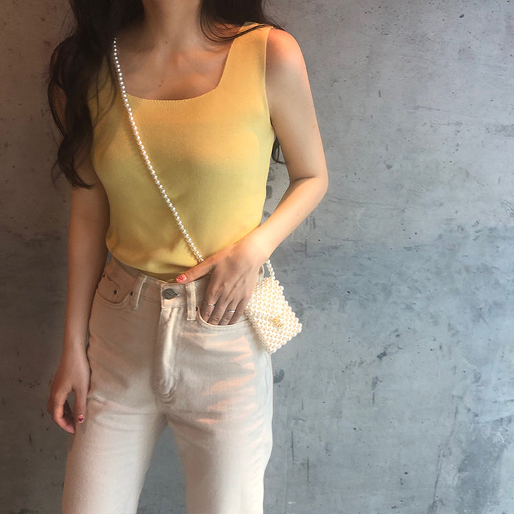 Yellow Sleeveless Basic Tank Top