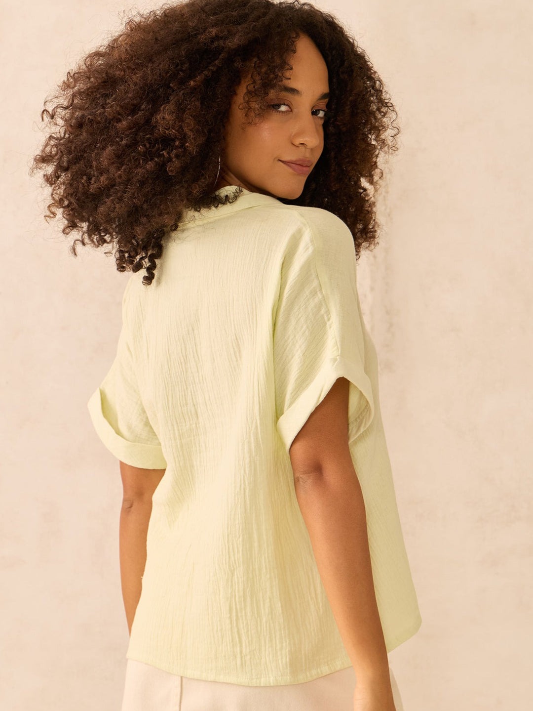 Yellow Relaxed Fit Button Down Shirt