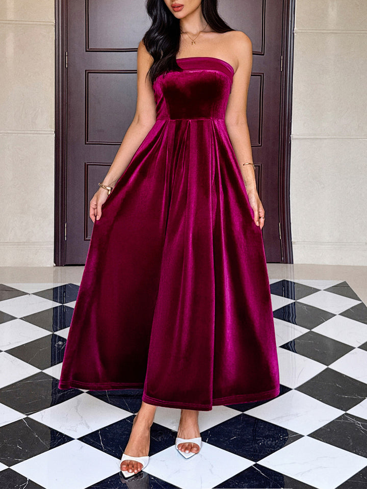 Burgundy Evening Tube Maxi Wear Dress