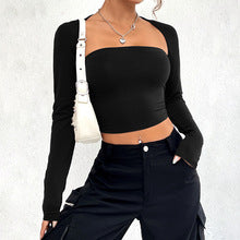 Black Scoop Sweetheart Neckline Fitted Overlay Style Top