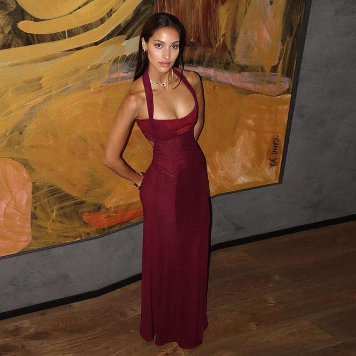 Red Halterneck Sleeveless Dress