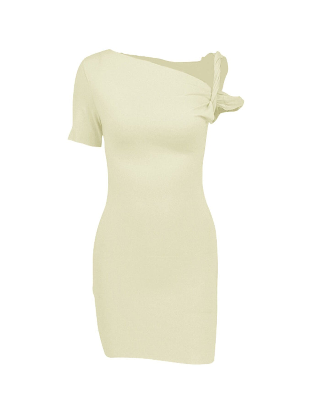 White Solid One Shoulder Bodycon Dress