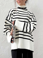 White Turtle Neck Striped Sweater